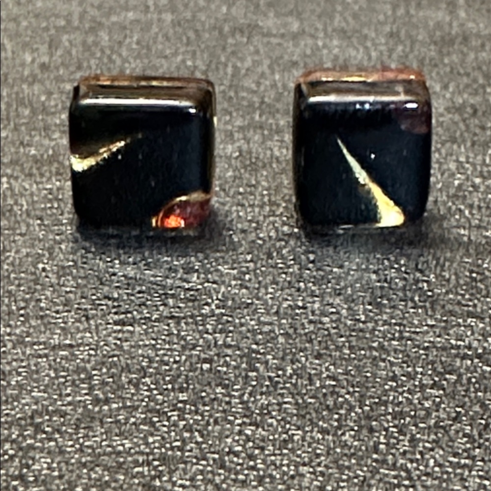 MURANO Glass Square Post Back Earrings